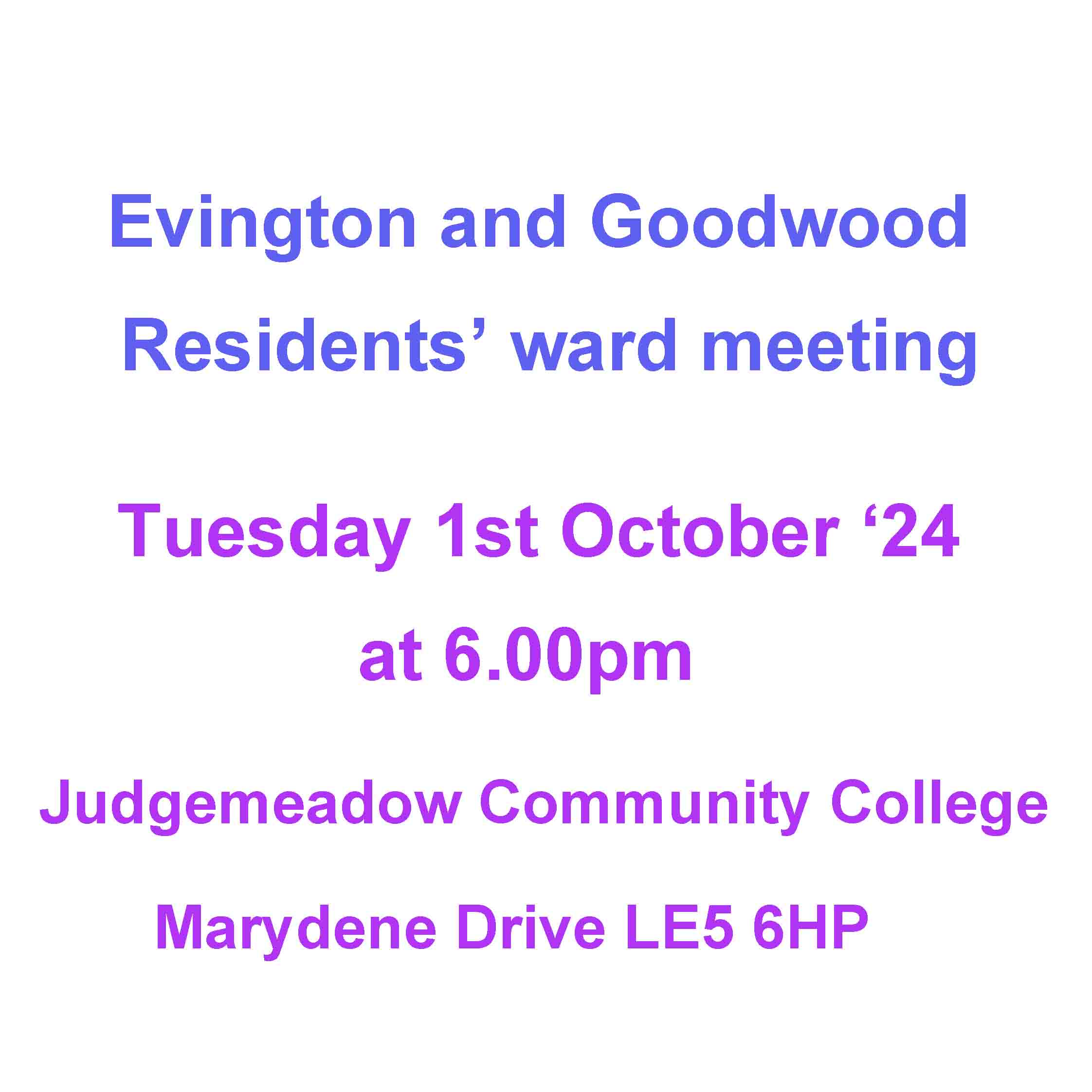 Evington and Goodwood Residents Ward Meeting 01.10.14